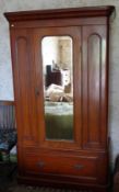 Victorian mahogany wardrobe, having flat moulded cornice, mirror panelled door and drawer to base,