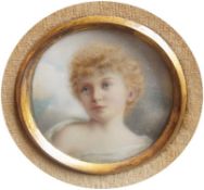 Head and shoulders portrait 
Young girl on ivory panel
