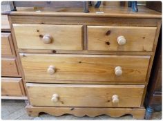 Modern pine chest of two short and two long drawers on bracket feet, 85cm wide