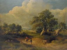 Pair oils on board
Unattributed
Initialled "GMd", 19th century country landscapes, one with