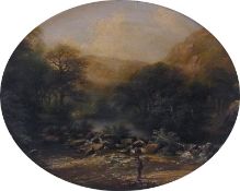 Oil on board
John Francis Tucker
"Dunsford Weir,  River Teign", fisherman in foreground, labelled