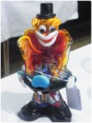 Venetian multi-coloured glass clown, 19cm high