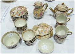Antique Chinese porcelain miniature tea and coffee service, painted with figures in interiors and in