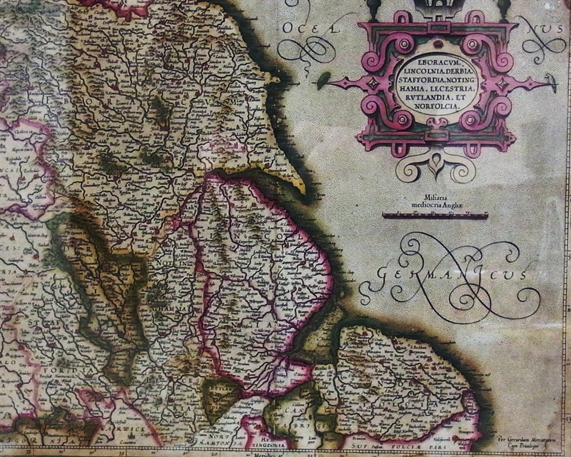 Handcoloured county map
Seventeenth century style
Norfolk, Nottinghamshire, Lincolnshire etc.,