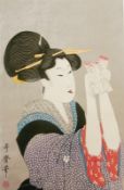 Woodblock reprint from the 10 classes of women's physiognomy series, by Kitagawa Utamaro