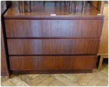 1970s rosewood chest of three long drawers, by A. H. McIntosh & Co. Ltd., 75cm wide