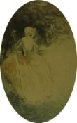 A 19th century aquatint/etching 
Hardy
Oval full length portrait of shepherdess with sheep, oval,