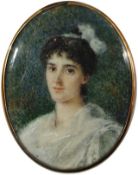 19th century portrait miniature 
Unattributed 
Head and shoulders of Francis Sophia Marigold nee