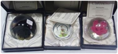 Three Caithness paperweights, to include "International Year of the Child", no. 24 of 250, cased