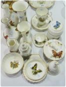 Sixteen pieces Royal Worcester "Butterflies" pattern china decorative items, including:- vases,