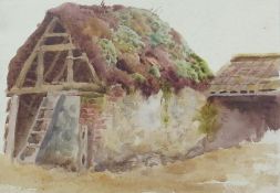 Three various watercolours
Unsigned by Adams, (Charles James) 
Coastal scene and  cottage scenes (3)