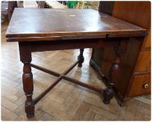 Twentieth century oak square extending dining table, on cross stretcher supports, 90cm wide