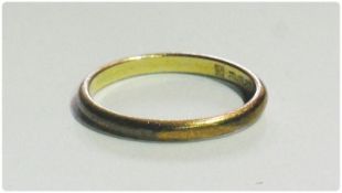 Gold coloured metal wedding style band inscribed  "Murat", 1.9 grams approximately