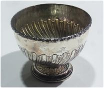 Victorian silver rose bowl, with foliate scrollwork border, rocaille fluting, to raised circular