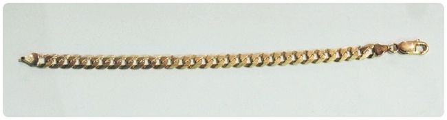 9ct gold flat link bracelet, cased, 12 grams approximately