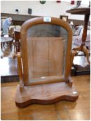 A Victorian swing frame dressing table mirror, on serpentine front platform base, 39cm wide