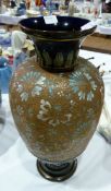 Late 19th century Doulton Slater vase, shouldered and ovoid with flared rim and circular foot,