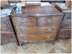 Georgian mahogany bow-front chest of two short and two long drawers, on splayed bracket feet,