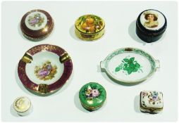 Ashford china trinket box, oval, fruit decorated, Limoges trinket box, circular, figure decorated