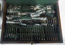 Silver plated table flatware service for six persons, Kings pattern, in table top canteen