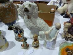 Staffordshire pottery dog, Royal Doulton "Playmates" model and other items (5)