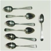 Six Georgian silver Old English pattern teaspoons, London 1821, and a silver bright-cut and engraved