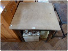 Old scrub top drawleaf dining table, on turned tapering legs, 76cm wide