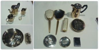 Silver plated salver and other plated items (1 box)