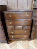 Stag Furniture chest of drawers, comprising three short and four long drawers, on bracket feet, 82cm