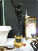 Bronze figure of Eros standing on a cherub's head, converted to an electric lamp, on a circular