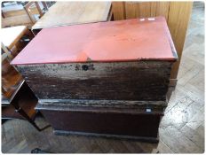 A Victorian stained pine blanket box, and another, on plinth base (2)