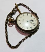 Silver plated pocket watch, with silver plated chain, H Samuel manufacturer, subsidiary seconds