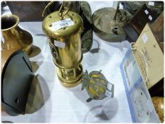 Brass railway lantern, marked with a Welsh dragon, and "WRI Centenary 1881-1981" and an AA car