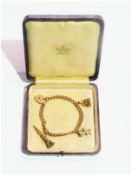 9ct gold charm bracelet, with locket clasp, two seal charms, 28g approx.