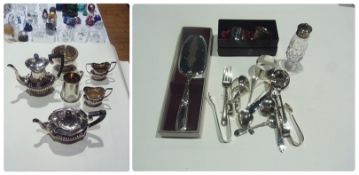 Quantity plated items, including cake server and napkin rings