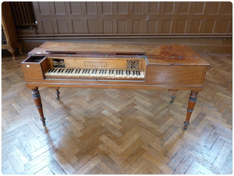 Early nineteenth century mahogany cased square piano, by John Broadwood & Sons, on ring turned