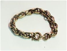 9ct gold triple oval link bracelet, 58g approx.