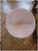 1960s painted woven cane and metal circular tub chair