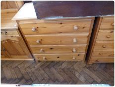 A modern pine chest of four long drawers on stile supports, 92cm wide