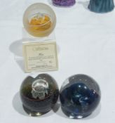 Caithness "Helix" paperweight, 85/750, on its original stand, Caithness "Touchdown" paperweight,