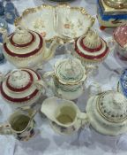 Victorian pottery teapot and matching sugar bowl, cream jug and other items  (8)