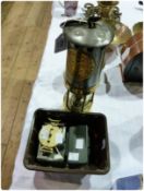 Metal and brass railway lantern, marked "Okroyd & Best Makers Hailwoods Improved Lamp, no. 19",