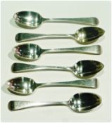 Set of Victorian silver teaspoons, Old English pattern, various dates, 1874-1875, 5oz approx.