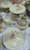 Royal Doulton "Pillar Rose" part dinner service, cream ground decorated with rose