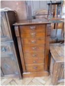 Late nineteenth century mahogany Wellington chest of seven drawers, raised on a plinth base, width