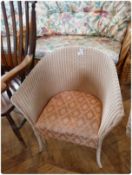 Lloyd loom tub chair, with upholstered seat