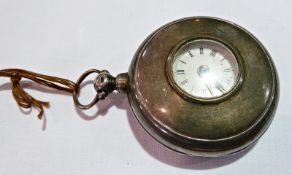 Silver pair cased pocket watch, with key winding, enameled dial