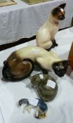 Goebel large Siamese model cat and three other various Gobel cats (4)