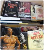 Large quantity of books relating to boxing and wrestling, including Dempsey, Jack 'Round by