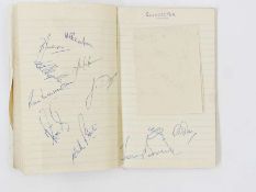 Twentieth century album of cricketers' signatures, to include Hampshire, Worcester, South African